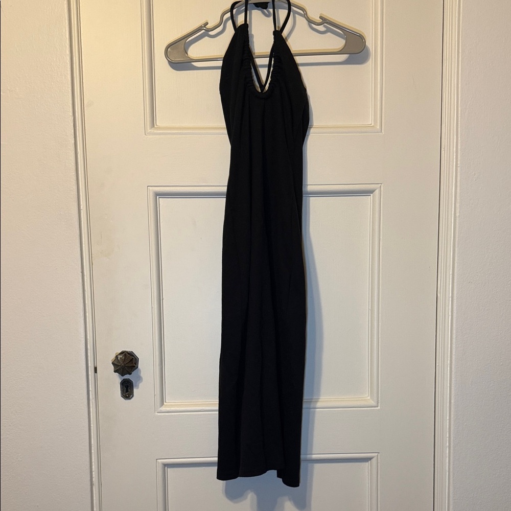Zara Elegant Black Halter Dress